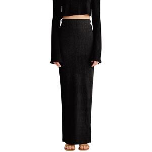 NWT Rumer Black High Waist Pencil Tucker Maxi Elastic Back Slit S